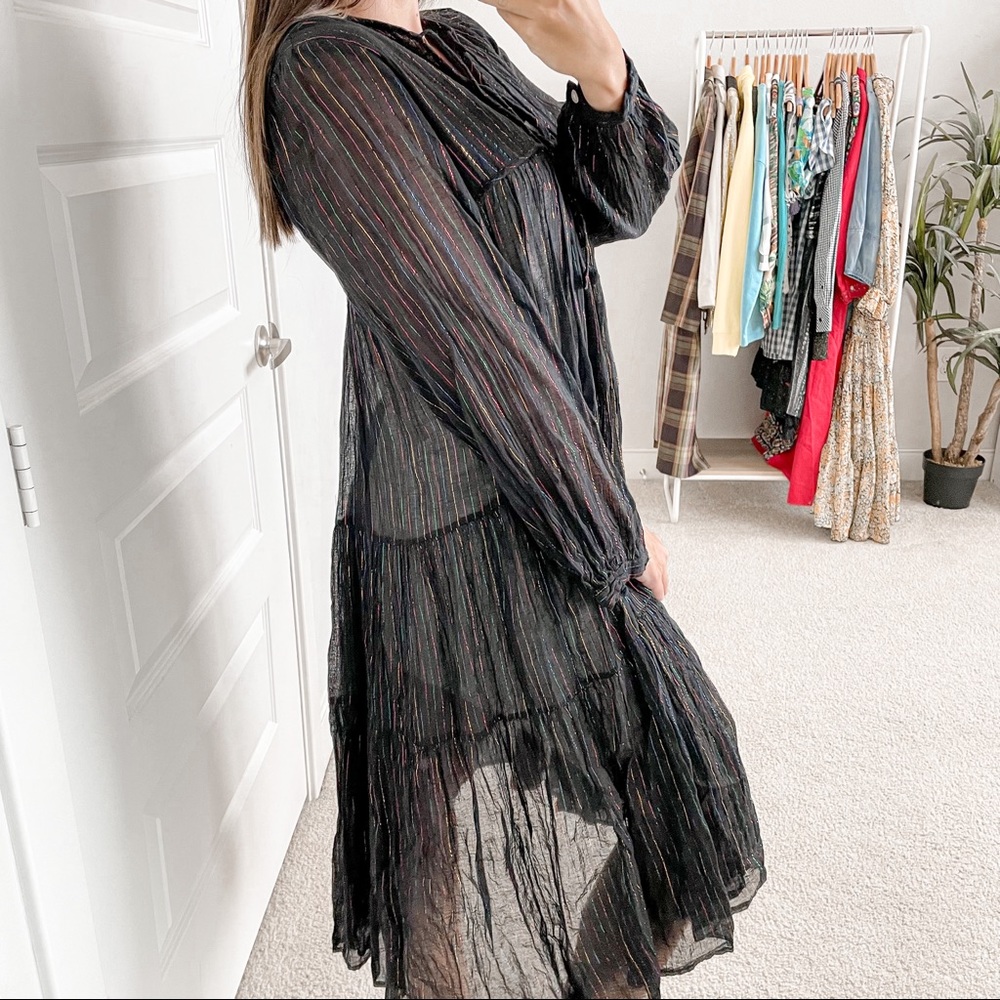 Matta Yamini Rainbow Striped Midi Dress Black - Picture 3 of 6